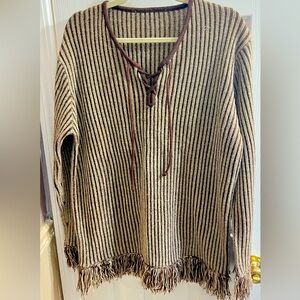 Vintage Long Sleeved Fringed Sweater